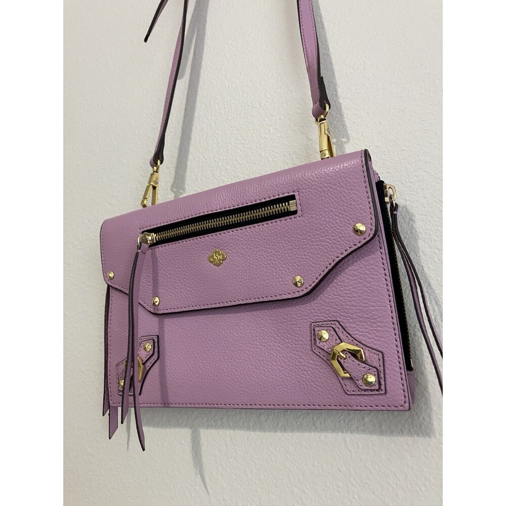 Oryany Genuine Leather Crossbody Bag Small Bright Lilac Purple Excellent - Picture 2 of 8